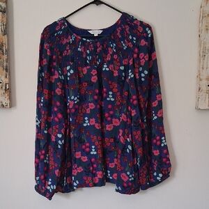 Crown & Ivy Floral Blouse - Blue and Pink